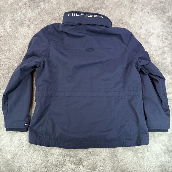 Tommy Hilfiger Jacket Men’s XXL Navy Blue Hooded Full Zip Nylon Mesh Lined - Picture 2 of 10